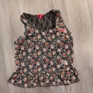 BONGO Floral Lace Blouse - Black and Red